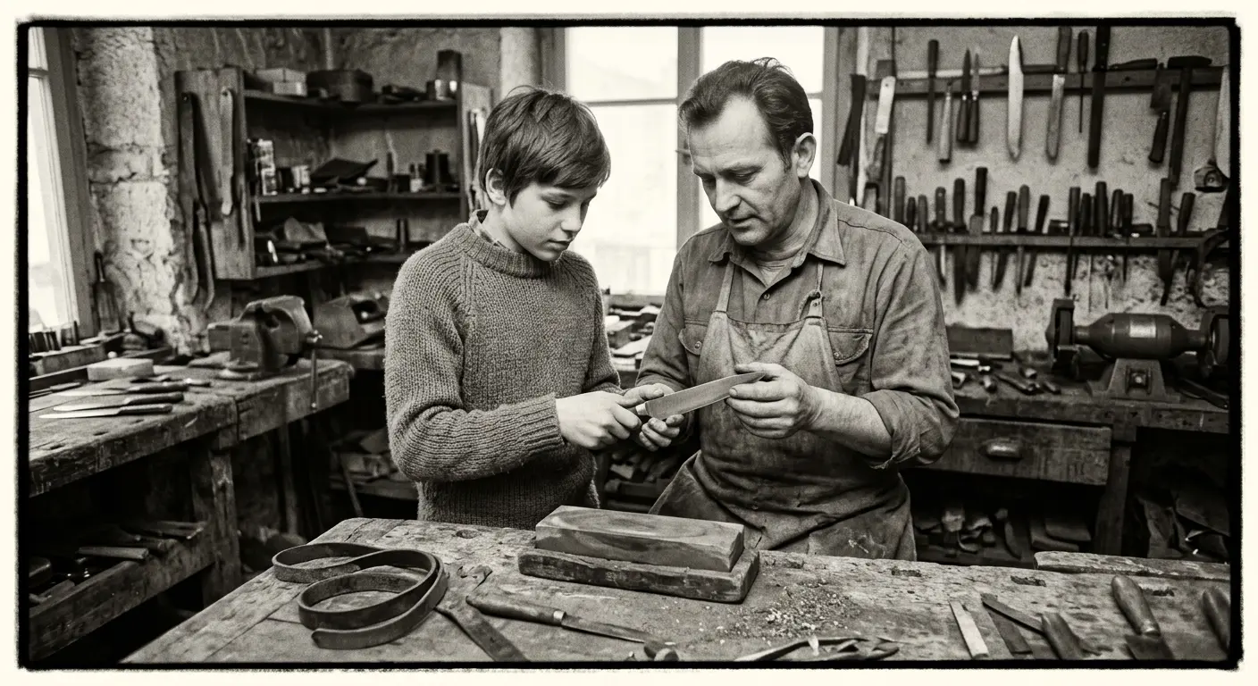 Archivbild: Karl Berger als Jugendlicher in der Werkstatt seines Vaters
